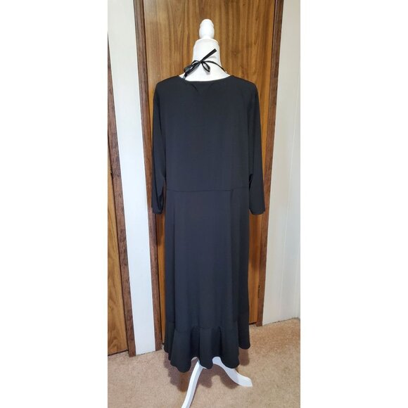 TERRA & SKY WRAP DRESS COLOR BLACK 3/4 SLEEVE  SIZE 3X - Picture 4 of 7